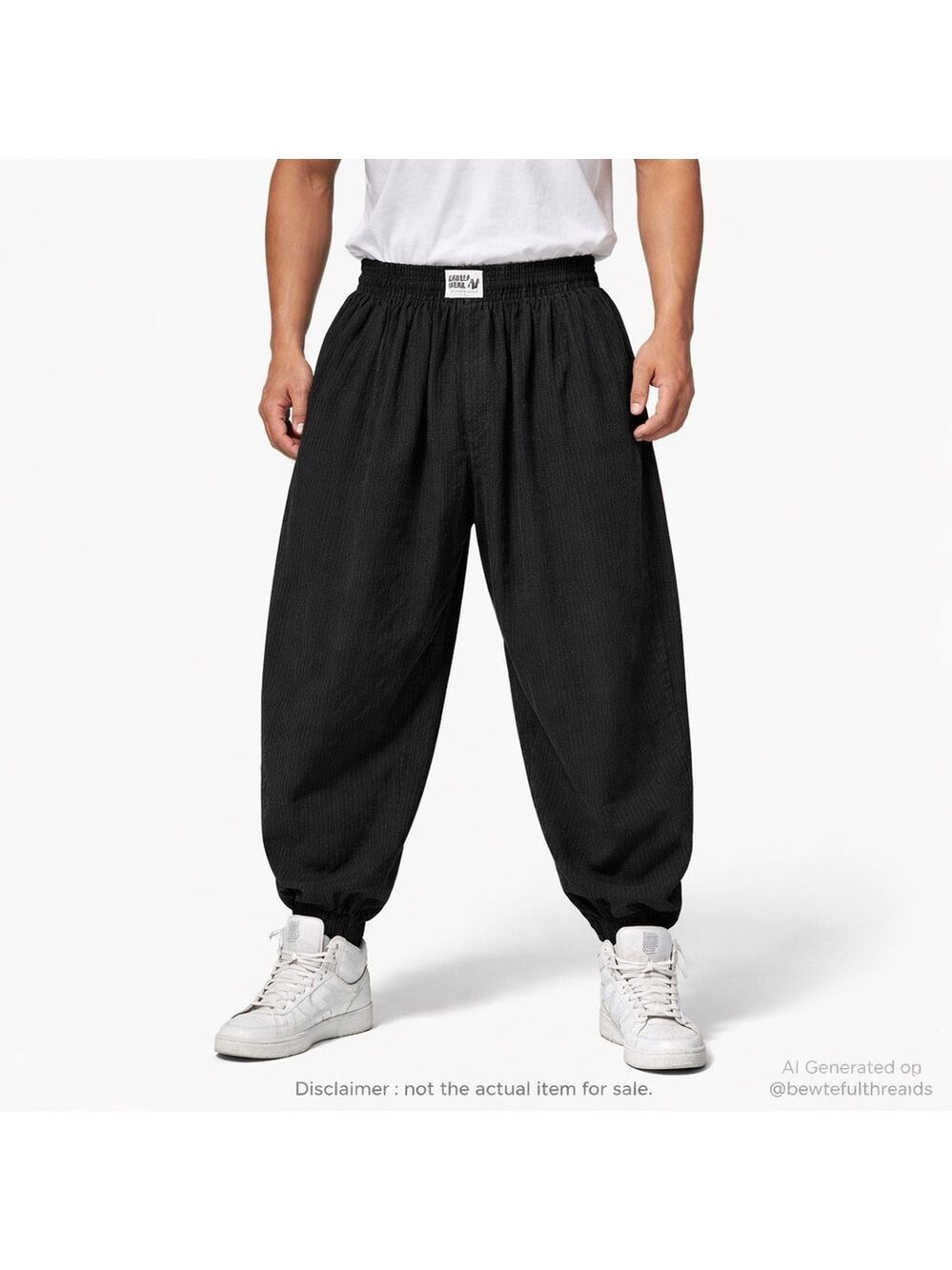 Gorilla Wear L Black Tall 31.5” 90s Gym Warm Up Pants